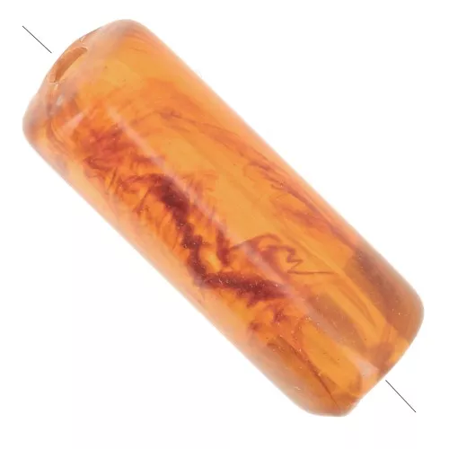 Perle tubolari diritte 20x8 mm in acrilico trasparente - Marrone marmorizzato x10