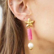 Perle tubolari diritte 20x8 mm in acrilico trasparente - Marrone marmorizzato x10