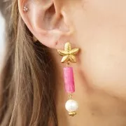 Perle tubolari diritte 20x8 mm in acrilico trasparente - Marrone marmorizzato x10