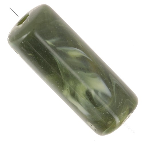 Perle tubolari dritte 20x8 mm in acrilico opaco - Verde scuro marmorizzato x10