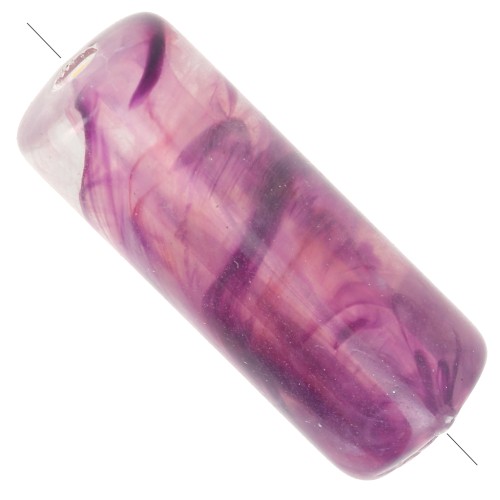 Perle tubolari dritte 20x8 mm in acrilico traslucido - Marbled Prune x10