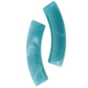 perline acriliche opache a tubo curvo 32x8 mm - Duck blue marbled x6