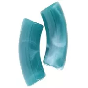 Perline tubolari curve 35x11mm in acrilico opaco - Duck blue marbled x6