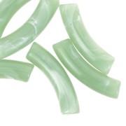 Perle tubolari curve in acrilico opaco 32x8 mm - Lichene marmorizzato x6
