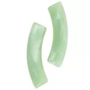 Perle tubolari curve in acrilico opaco 32x8 mm - Lichene marmorizzato x6