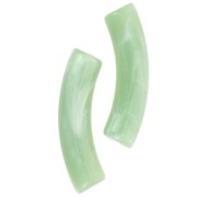Perline tubolari curve 32x8 mm in acrilico opaco - Lichene marmorizzato x6