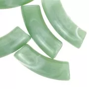 Perline tubolari curve 35x11mm in acrilico opaco - Lichene marmorizzato x6