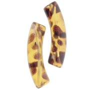 Perle tubolari curve in acrilico trasparente 32x8 mm - Marrone chiaro screziato x6