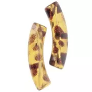 Perline tubolari curve 32x8mm acriliche opache - Marrone chiaro screziato x6