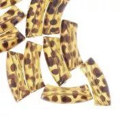 Perline tubolari curve in acrilico trasparente 35x11 mm - Marrone chiaro screziato x6