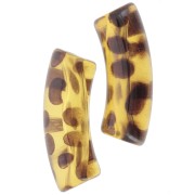 Perline tubolari curve in acrilico trasparente 35x11 mm - Marrone chiaro screziato x6