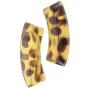 Perline tubolari curve in acrilico trasparente 35x11 mm - Marrone chiaro screziato x6