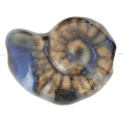 Perla di conchiglia in ceramica 20x16 mm - marrone scuro - blu marmorizzato x1|raw }}