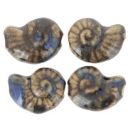 Perla di conchiglia in ceramica 20x16 mm - marrone scuro - blu marmorizzato x1