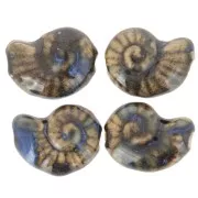 Perla di conchiglia in ceramica 20x16 mm - marrone scuro - blu marmorizzato x1