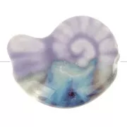 Perle coquillage 20x16 mm en céramique - Violet clair - Marbré Bleu x1
