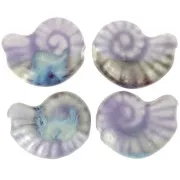 Perla di conchiglia in ceramica 20x16 mm - viola chiaro - blu marmorizzato x1