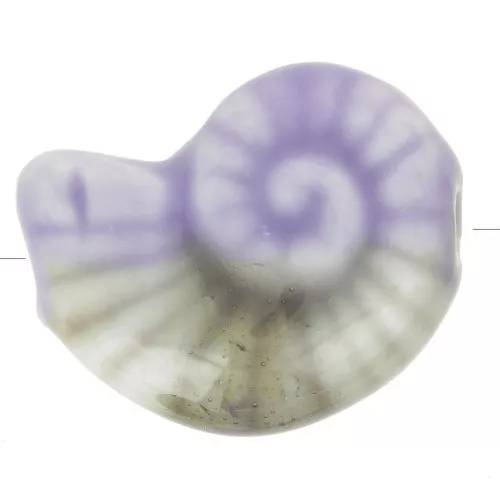 Perla di conchiglia in ceramica 20x16 mm - Viola chiaro - Grigio marmorizzato x1