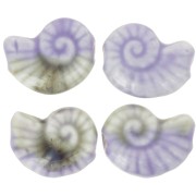 Perla di conchiglia in ceramica 20x16 mm - Viola chiaro - Grigio marmorizzato x1
