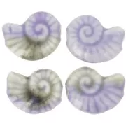 Perla di conchiglia in ceramica 20x16 mm - Viola chiaro - Grigio marmorizzato x1