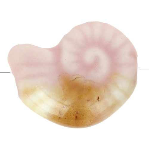Perla di conchiglia in ceramica 20x16 mm - Rosa chiaro - Marmo beige x1