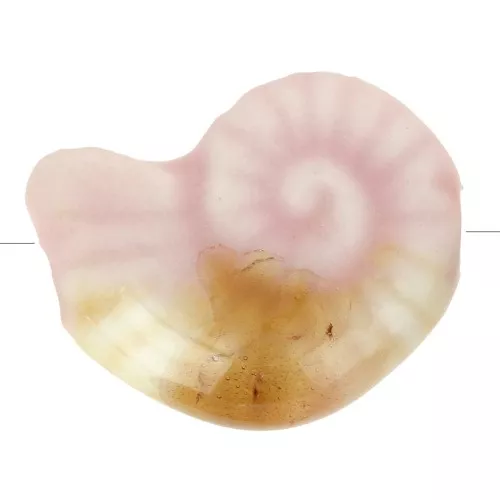 Perla di conchiglia in ceramica 20x16 mm - Rosa chiaro - Marmo beige x1