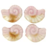 Perla di conchiglia in ceramica 20x16 mm - Rosa chiaro - Marmo beige x1