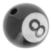 Perles rondes 16 mm - boules de billard n°8 - en acrylique - Noir - Blanc x4
