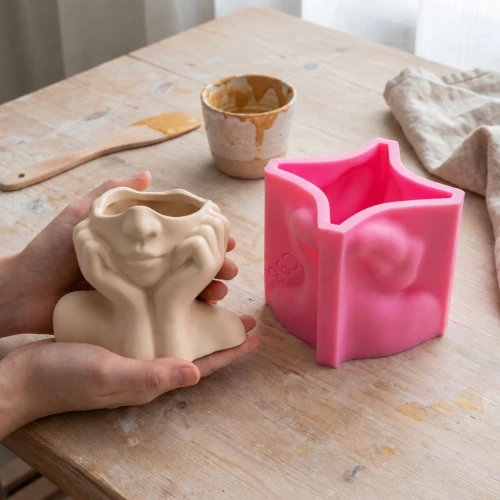 Stampo in silicone a forma di viso - Rosa x1