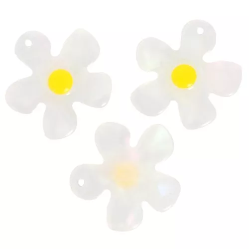 Ciondolo a fiore in acetato da 20 mm - Perla trasparente - Giallo x1