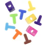 Assortimento di Perle dell'alfabeto 20x16 mm in acrilico - T - Multicolore x10