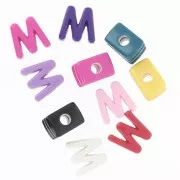 Assortimento di Perle dell'alfabeto 20x20,5 mm - W - Multicolore x10