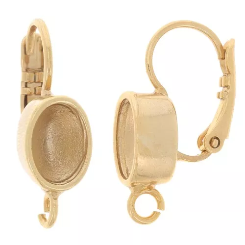 Ganci per orecchini con anello porta-cabochon 4120 8x6 mm doré con oro fino x2