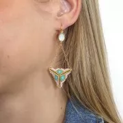 Ganci per orecchini con anello porta-cabochon 4120 8x6 mm doré con oro fino x2