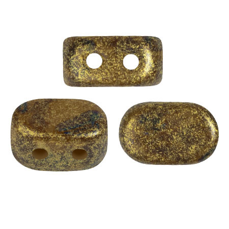 Perle di vetro Lipsi® di Puca® 4x6 mm - Green Avocado gold spotted x10g