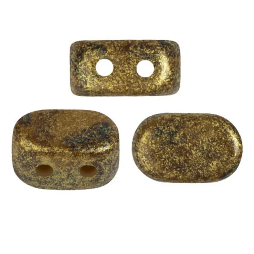 Perle di vetro Lipsi® di Puca® 4x6 mm - Green Avocado gold spotted x10g
