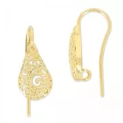Ganci orecchini decorazione goccia con un anello 23 mm dorato con oro fino x2