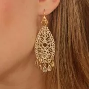 Ganci orecchini decorazione goccia con un anello 23 mm dorato con oro fino x2