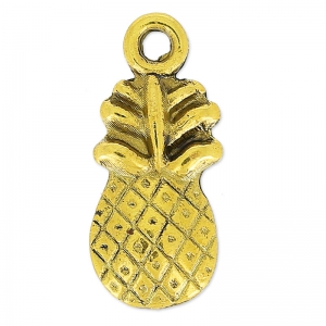 Ciondoli ananas 20 mm dorato brunito x5
