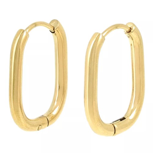 Orecchini a cerchio ovali 22x15 mm - Acciaio inossidabile 304L Dorato x20