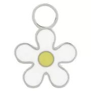 Ciondolo a margherita da 8 mm - Resina epossidica - Acciaio inossidabile 316L - Bianco x1