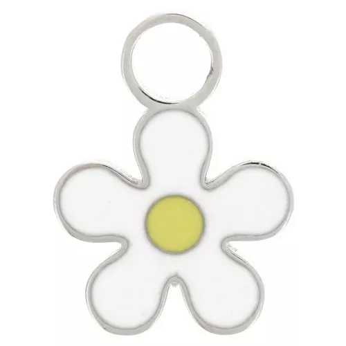 Ciondolo a margherita da 8 mm - Resina epossidica - Acciaio inossidabile 316L - Bianco x1