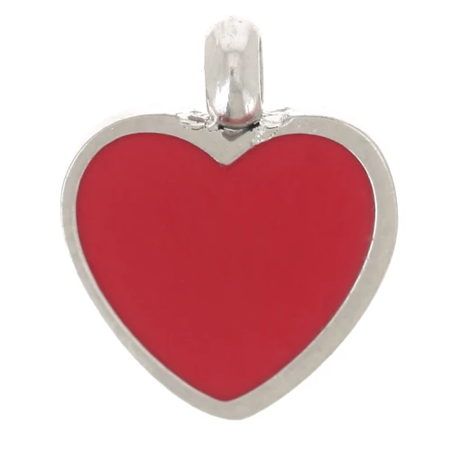 Ciondolo a cuore 9x7,5 mm in resina epossidica - Acciaio inossidabile 304L - Rosso x1