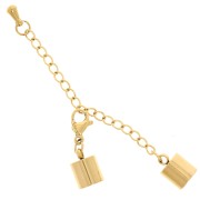 Chiusura a moschettone da 9 mm + catena con cordino da 6 mm Acciaio inossidabile 304L, placcato oro x1