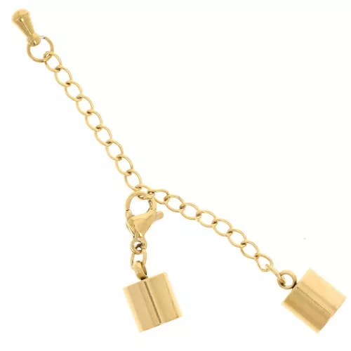 Chiusura a moschettone da 9 mm + catena con cordino da 6 mm Acciaio inossidabile 304L, placcato oro x1