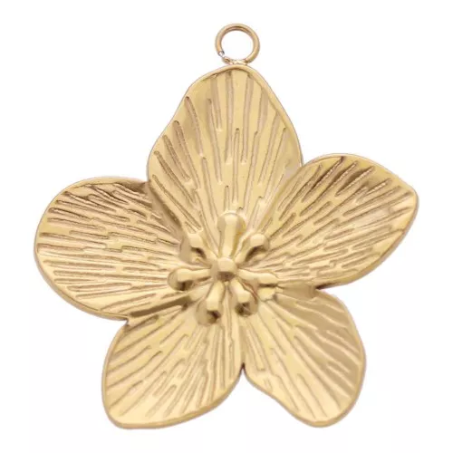 Ciondolo a forma di fiore di ciliegio 28x25 mm - Acciaio inossidabile 304L Dorato x1