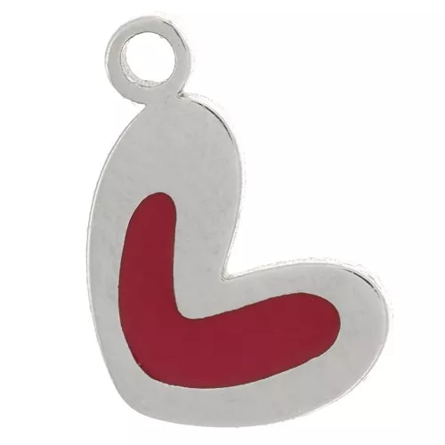 Ciondolo a cuore 10x6,5 mm con resina epossidica - Acciaio inossidabile 316L - Rosso x1