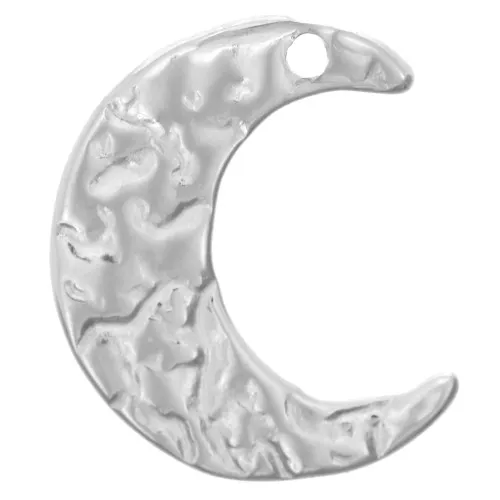 Ciondolo a mezzaluna martellato 15x12,5 mm - Acciaio inossidabile 316L x1