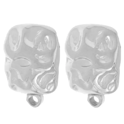 Orecchini quadrati martellati 14x12 mm ad anello chiuso - acciaio inossidabile 304L x2