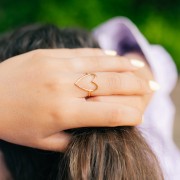 Anello regolabile a cuore martellato traforato 19x15 mm - da S. 52 a 58 - acciaio inox 304L x1